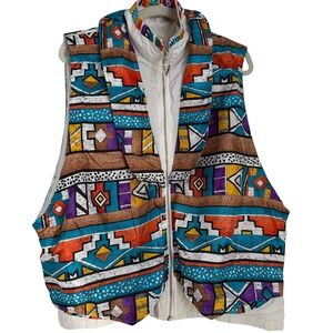 Vintage Lavon Southwestern Aztec Print Vest Sleeveless Jacket Size‎ Large